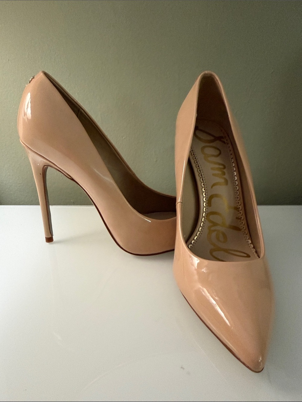 NEW! Sam Edelman Blush Nude Patent Pointed Toe Stiletto Pumps